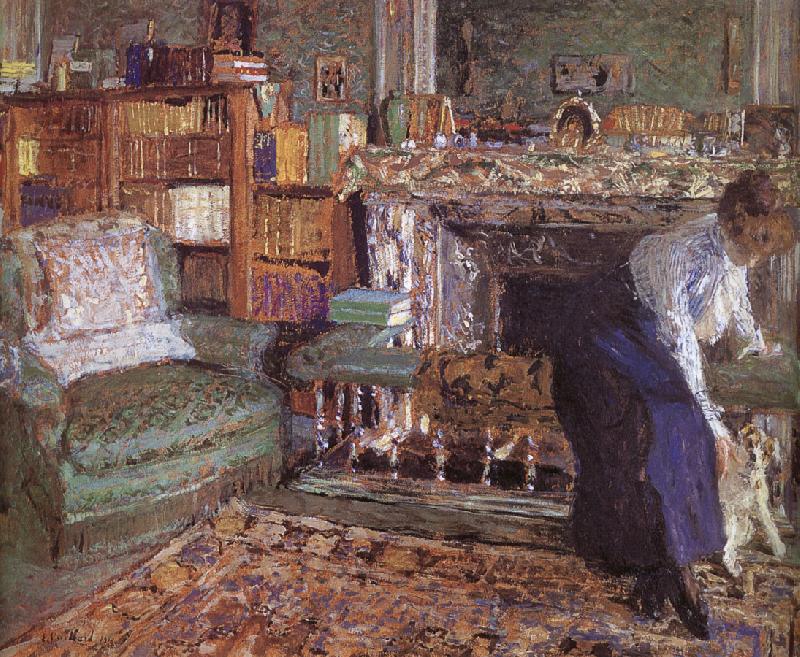 Edouard Vuillard Margaret playing with her puppy oil painting picture